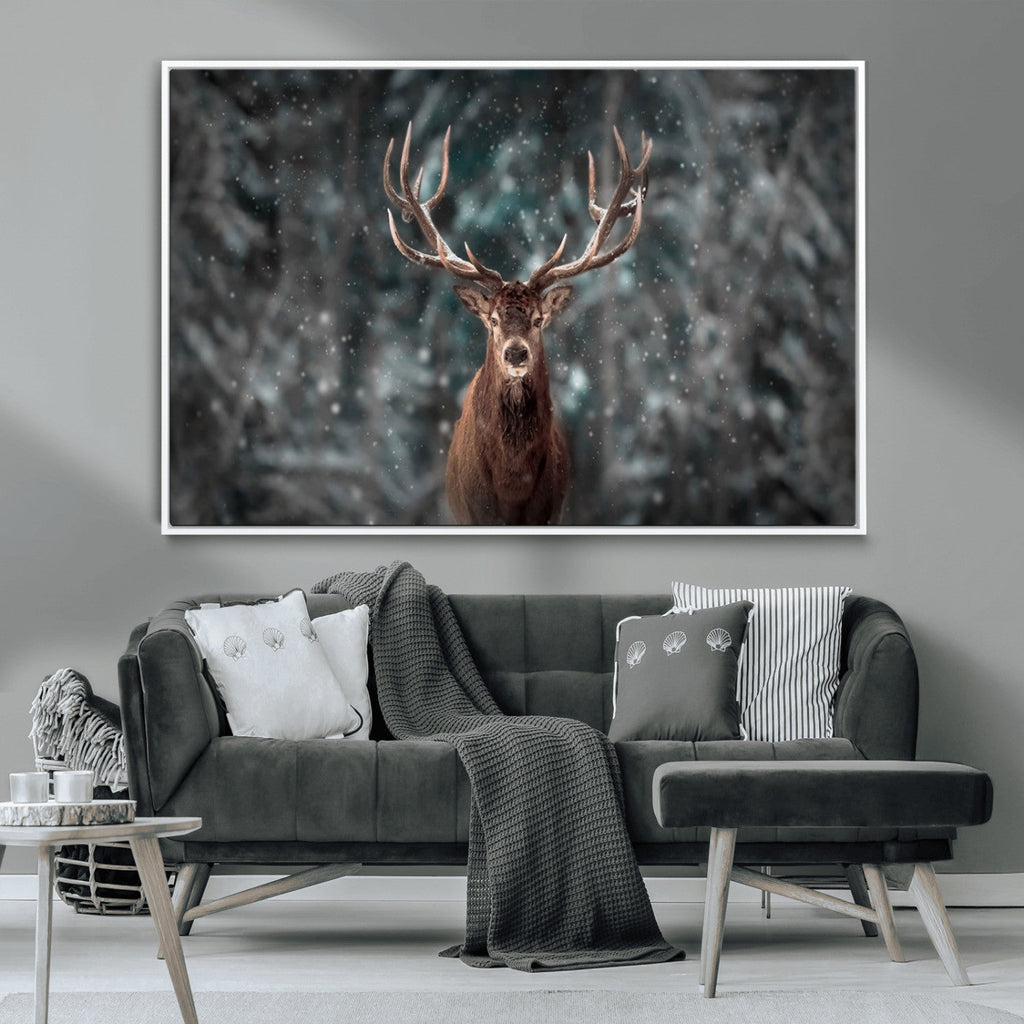 Wall Art Deer Art Animal Canvas, Framed Wall Art Deer Canvas