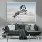 Prancing Horse Desert Large Wall Art Canvas Print, Majestic Horse Animal Artwork