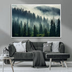 Captivating Misty Forest Wall Art, Foggy and Serene Atmosphere Canvas Print