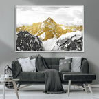 Gold Abstract Mountains Wall Art Print on Canvas, Nature Wall Art Print
