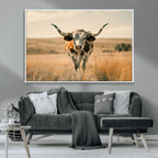 Texas Cow Wall Art Canvas Print for Farm House Wall Decor