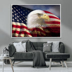 American Flag Eagle Symbol Wall Art Canvas Print, Patriotic American Flag Eagle Wall Art