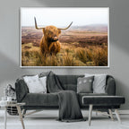 Scottish Highland Cow Canvas Wall Art, Rustic Farmhouse Decor