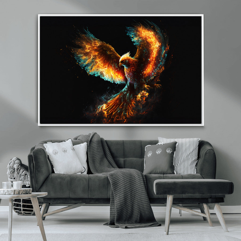 Fiery Phoenix Canvas Print | Ready to Hang Wall Art | Bold Fantasy Decor