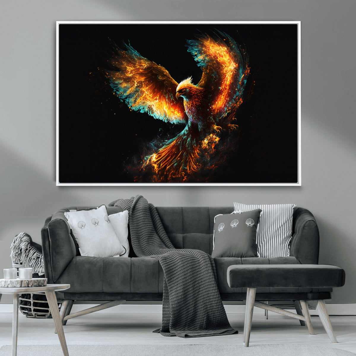 Fiery Phoenix Canvas Print | Ready to Hang Wall Art | Bold Fantasy Decor