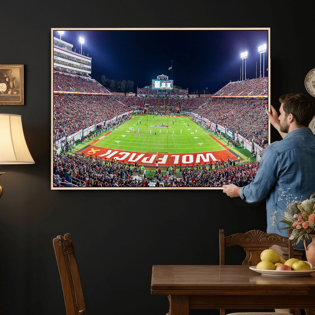 Wolfpack Football Team Print, Raleigh Carter-Finley Stadium