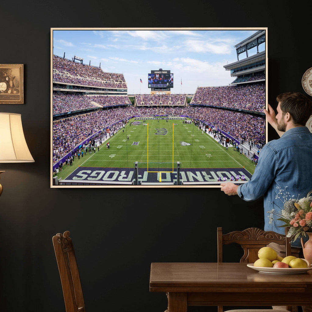 TCU Horned Frogs Football Team Print, Fort Worth Amon G. Carter Stadium, Framed and Ready to Hang