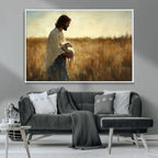 Jesus the Good Shepherd Wall Art Canvas Print, Inspirational Christian Religious Print for Prayer Room