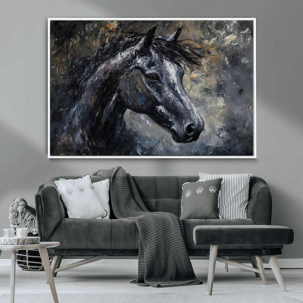 Large Abstract Horse Wall Art Canvas Print, Farmhouse Wall Art