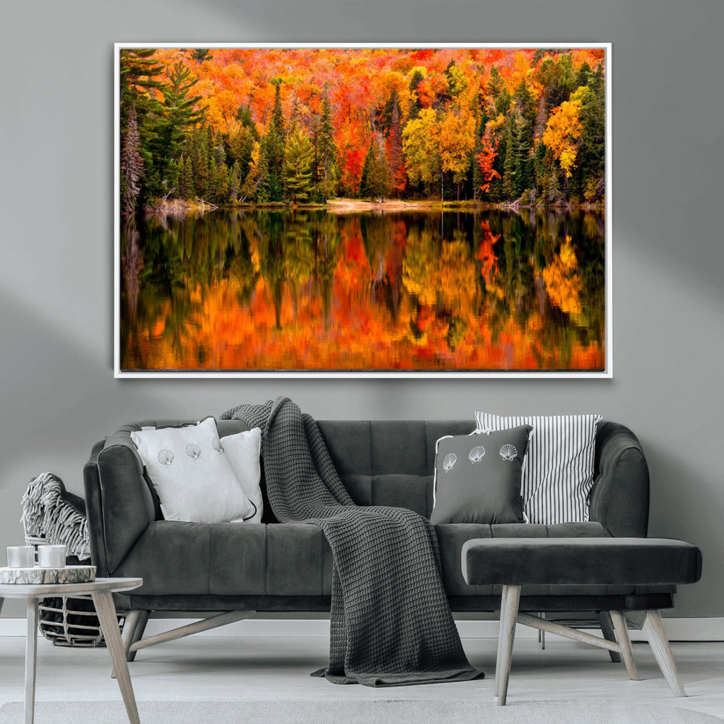 Forest Reflection Art | Autumn Forest Reflection Wall Art | Triptych Canvas Print