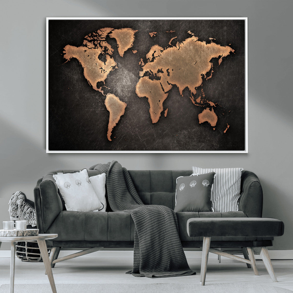 World Map Canvas Print | Framed Travel Map Wall Art for Couples