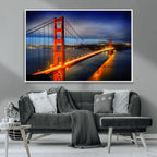 Large Wall Art San Francisco Canvas Print - Wonderful Golden Gate Bridge at Twilight