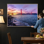 Golden Gate Bridge Wall Art Canvas Print, Framed San Francisco Sunset Landmark