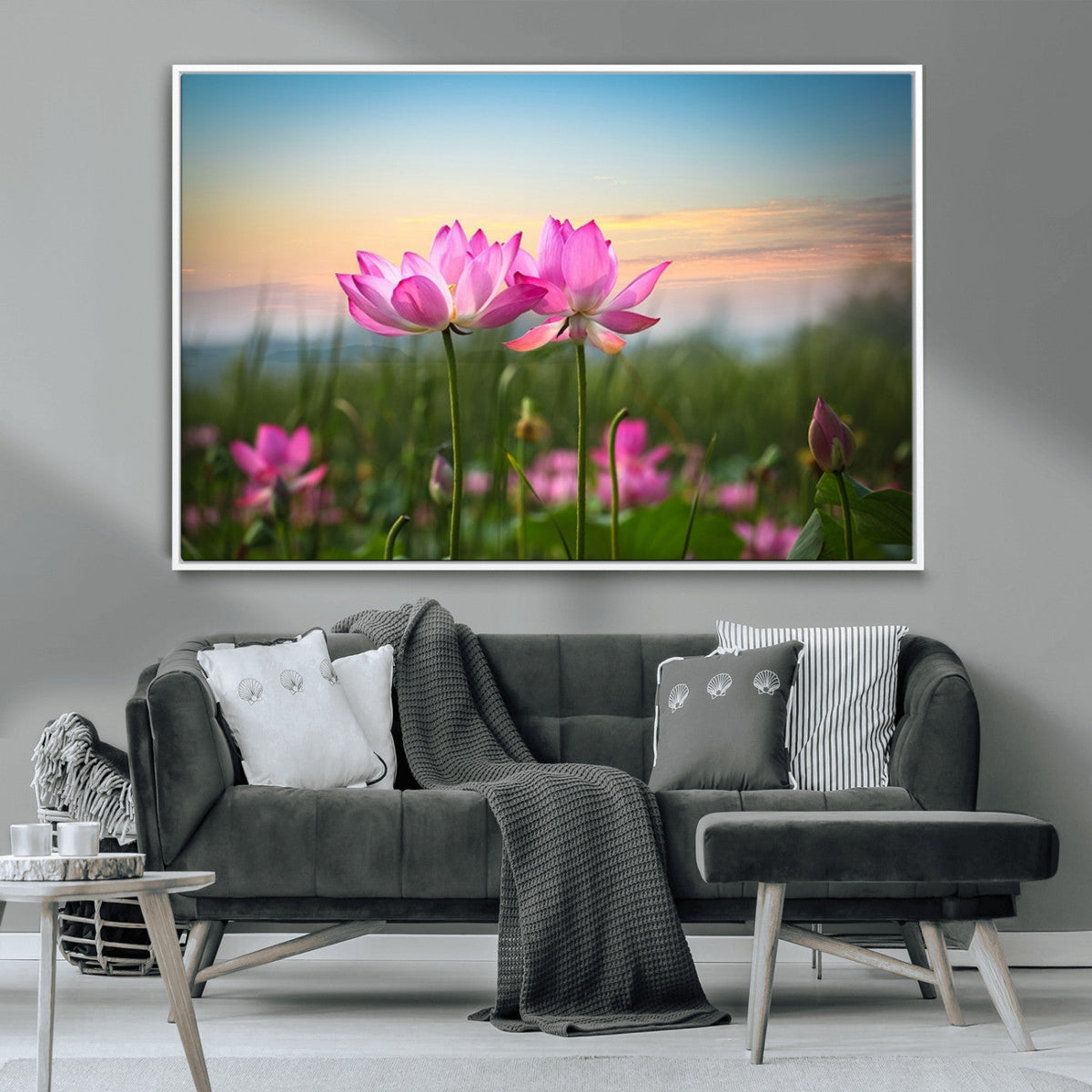 Pink Flower on the Mountain Canvas Print, Framed Pink Flower Canvas Wall Art
