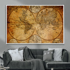 Vintage World Map Canvas Print | Antique Push Pin Travel Map
