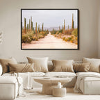 Desert Cactus Wall Art Canvas Print, Framed Southwestern Art, Bohemian Western Decor