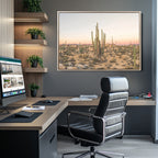 Desert Cactus Wall Art Canvas Print, Framed Baja Desert Art, Pastel Southwestern Decor