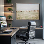 Bison Herd Wall Art Canvas Print, Framed Western Landscape with Bison in Grassland
