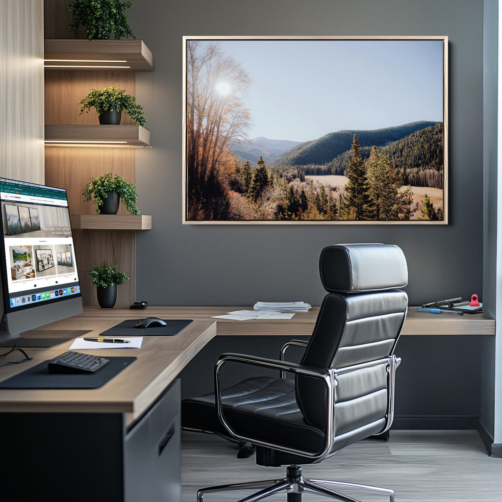 Rustic Landscape Wall Art Canvas Print, Serene Valley Scene