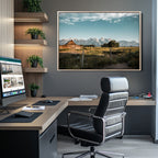 Rustic Farmhouse Wall Art Canvas Print, Teton Range Mormon Row Barn