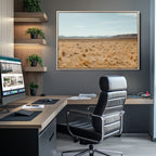 Desert Plains Wall Art Canvas Print, Golden Light Over Dry Grass and Open Horizon