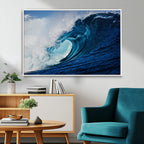 Ocean Wave at Sunset Canvas Art, Large Wall Print of Vibrant Water Waves