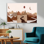 Boho Wall Art Canvas Print Set | Mid-Century Bohemian Wall Artwork, Boho Neutral