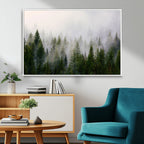 Forest Wall Art Canvas Print | Foggy Forest Wall Art | Pine Wood Forest Print