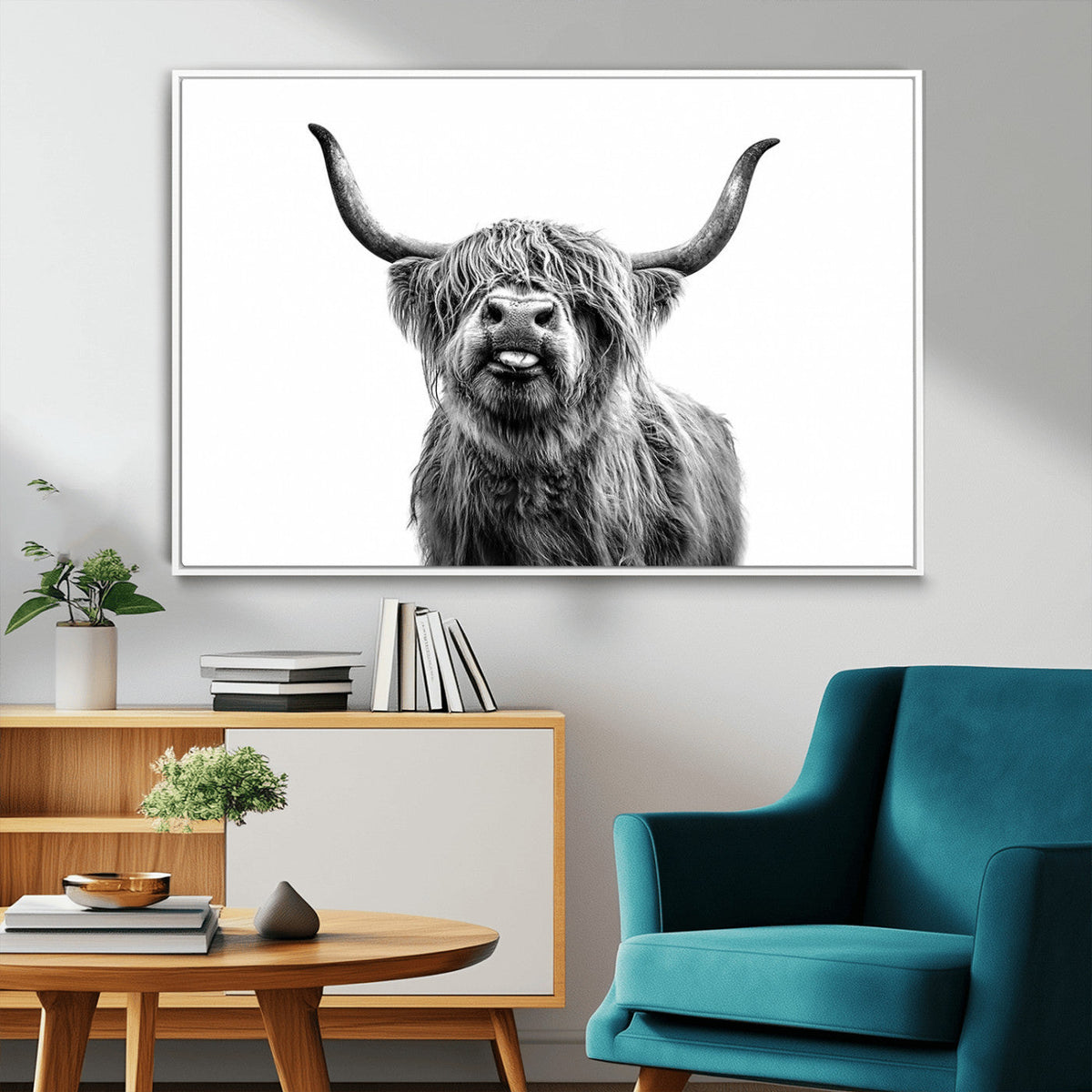 Fanny Scottish Highland Cow Cattle Art Print Farmhouse Wall Art Canvas Print