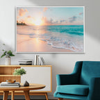 Beach Wall Art, Stunning Ocean Sunset Canvas Print with Coastal Design for Relaxing Home Decor