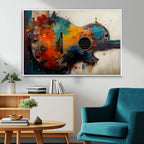 Abstract Guitar Wall Art Canvas | Vibrant Music-Inspired Art for Living Room or Studio