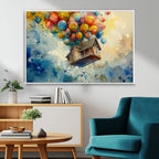UP-Inspired Floating House with Balloons Canvas Art | Colorful Wall Decor
