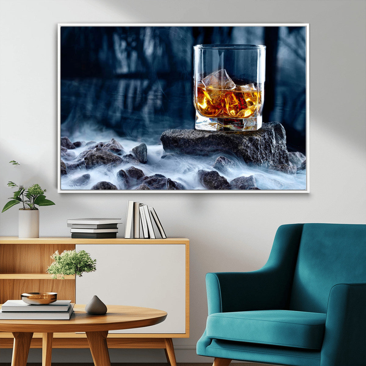 Whiskey Ice Wall Art Canvas Print