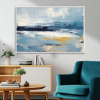 Abstract Ocean Canvas Wall Art - Coastal Blue and Gold