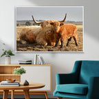 Highland Cow Canvas Wall Art Animal Print for Farm House Decor