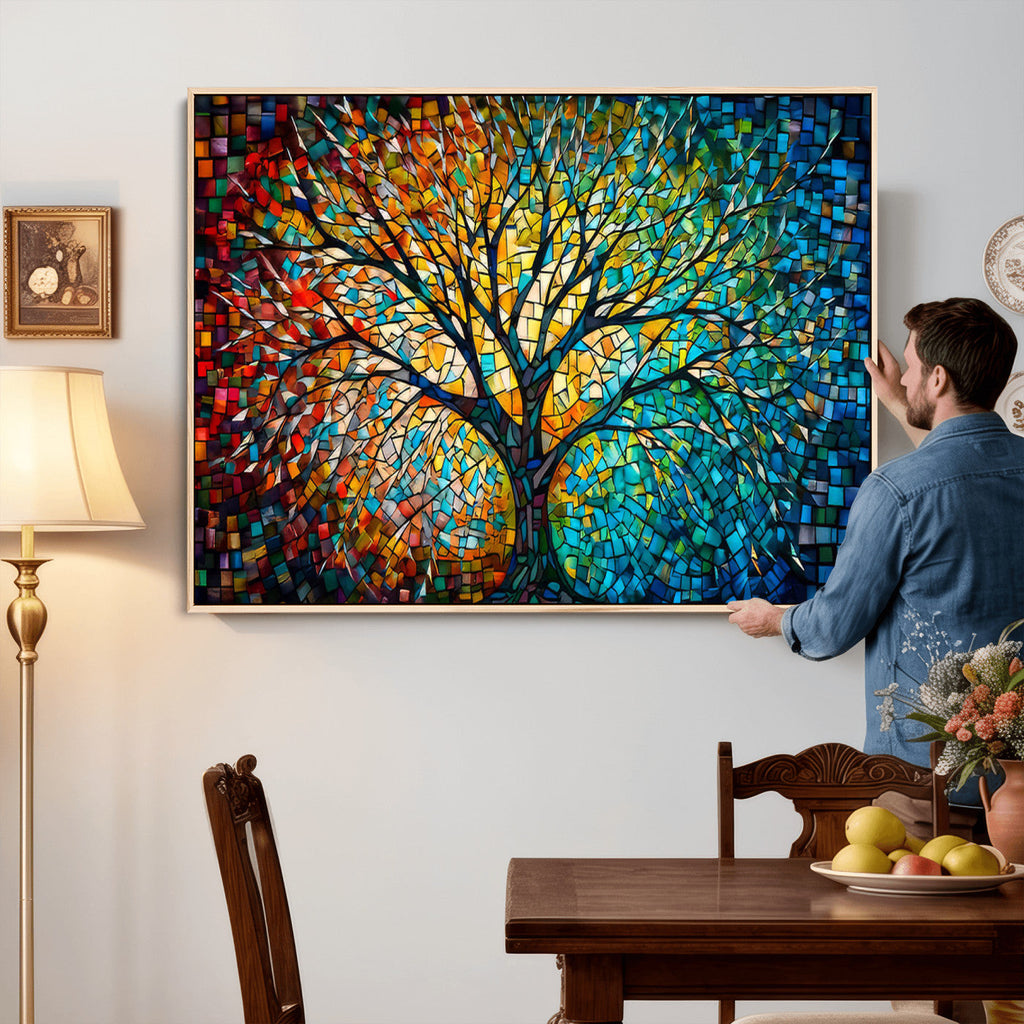 Yggdrasil Tree of Life Wall Art Print | Mosaic Style Canvas Wall Art
