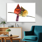 Cardinal Bird Canvas Wall Art, Male and Female Cardinal Print, Nature Inspired Bird Decor