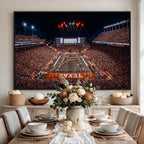 Texas Stadium Night Game Wall Art Canvas Print, Vibrant Football Fireworks Scene