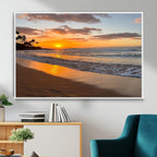 Tropical Beach Wall Art | Framed Sunset Ocean Canvas