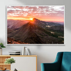 Mountain Sunrise Wall Art | Framed Alpine Ridge Canvas