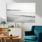 Black and White Seascape Wall Art Canvas Print, Framed Misty Ocean Waves