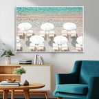 Calm Beach Wall Art | Framed Turquoise Water Canvas Artwork