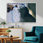 Ocean Wave Wall Art | Aerial Coastal View Canvas Artwork