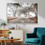 Cypress Tunnel Wall Art | Framed Misty Road Canvas Artwork