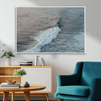 Ocean Waves Wall Art Canvas Print, Framed Coastal Serenity Surf Scene