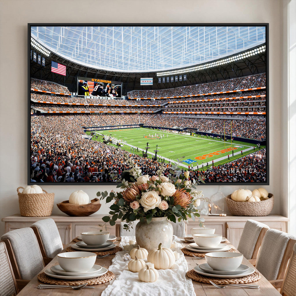 Chicago Bears Soldiers Field Wall Art Canvas Print, Framed and Ready to Hang