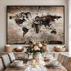 Personalized Push Pin World Map Wall Art Canvas Print, Customizable Framed Travel Map - NEWMAP-085