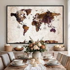 Blue Watercolor World Map Canvas Print | Framed Modern Wall Art