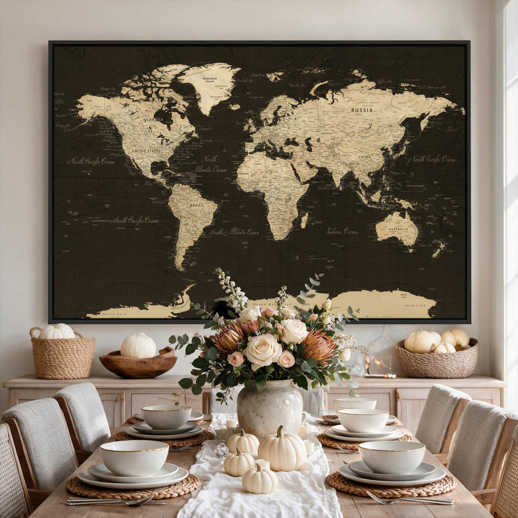 World Map Canvas Print | Framed World Map Wall Art for Couples