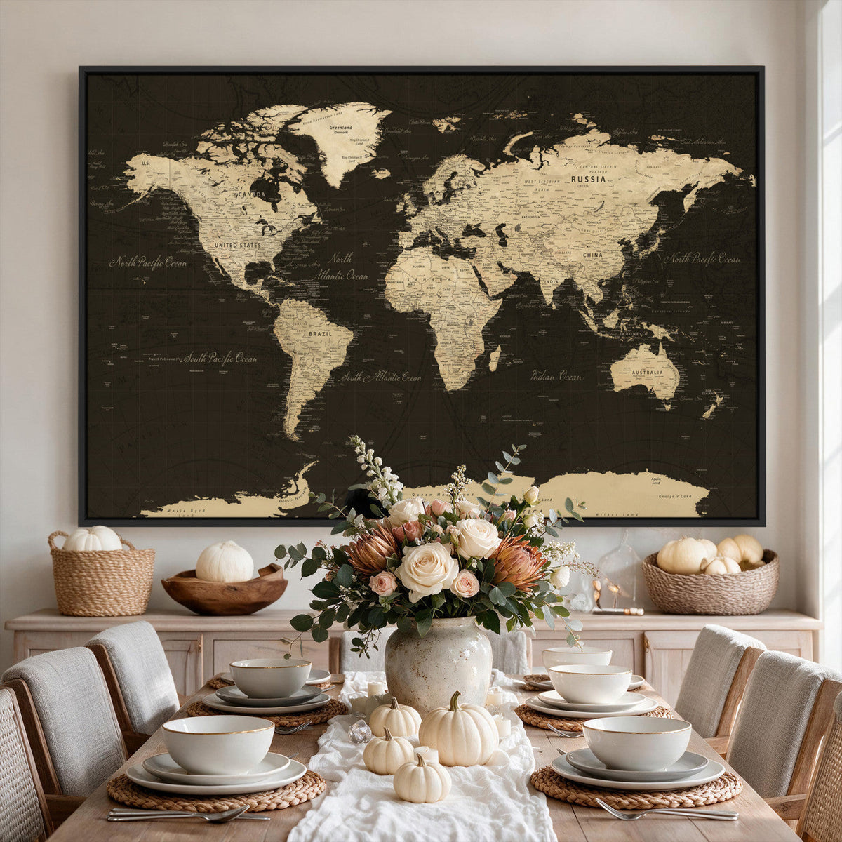 World Map Canvas Print | Framed World Map Wall Art for Couples
